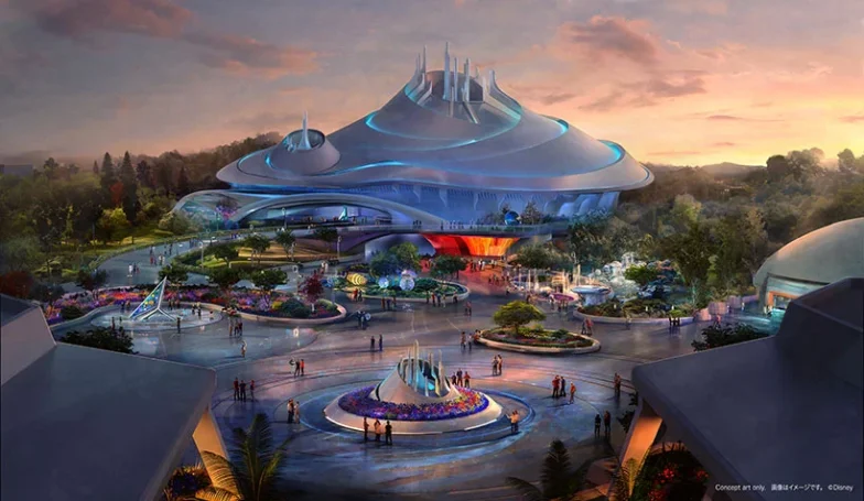 Rendering Space Mountain di notte